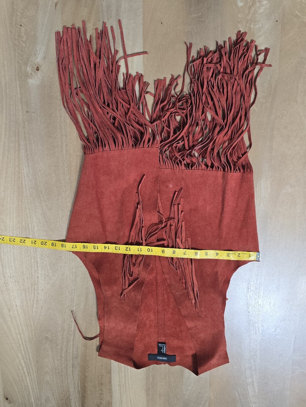 Forever 21 Genuine Suede Fringe Vest - Burnt Orange Western Boho - Size L - Picture 7 of 12